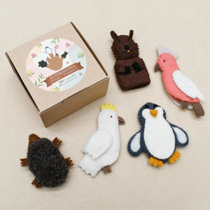 Behind The Trees - Tara Treasures - Finger Puppet - Set - Australian Animals B - Felt toys for kids - natural toys for kids - Steiner toys for kids - story telling aids - first birthday gift for kids under $35