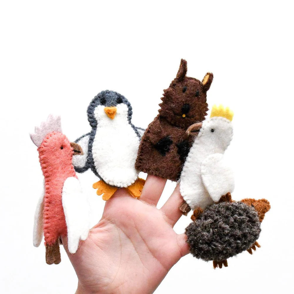 Behind The Trees - Tara Treasures - Finger Puppet - Set - Australian Animals B - Felt toys for kids - natural toys for kids - Steiner toys for kids - story telling aids - first birthday gift for kids under $35