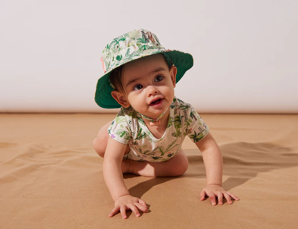 Behind The Trees - Halcyon Nights - Sun Hat - Fern Gully - kinder hat - pre school hat - daycare hat - summer hat for babies under $40 - sun hat for babies