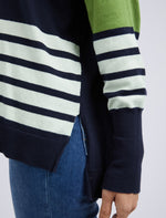 Behind The Trees - Elm - Fig Mixed Knit - Navy/Jungle Green/Stripe - knitwear - mothers day gift ideas 2024 - knitwear under $100