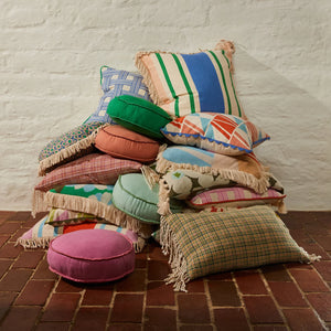 Behind The Trees - Sage and Clare - Brae Knit Cushion - Sage and Clare Goldie Collection - retro sinpired cushion - knit throw chusion - colourful cushion