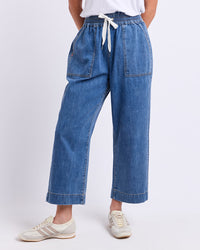 Behind The Trees - Elm - Greta Slim Leg Pant - Mid Blue Wash
