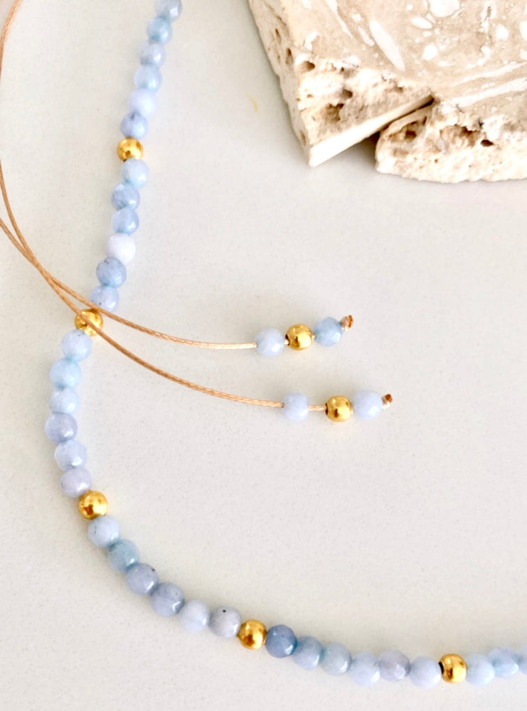 Salty Safari - Necklace - Riviera - Sky Blue & Gold