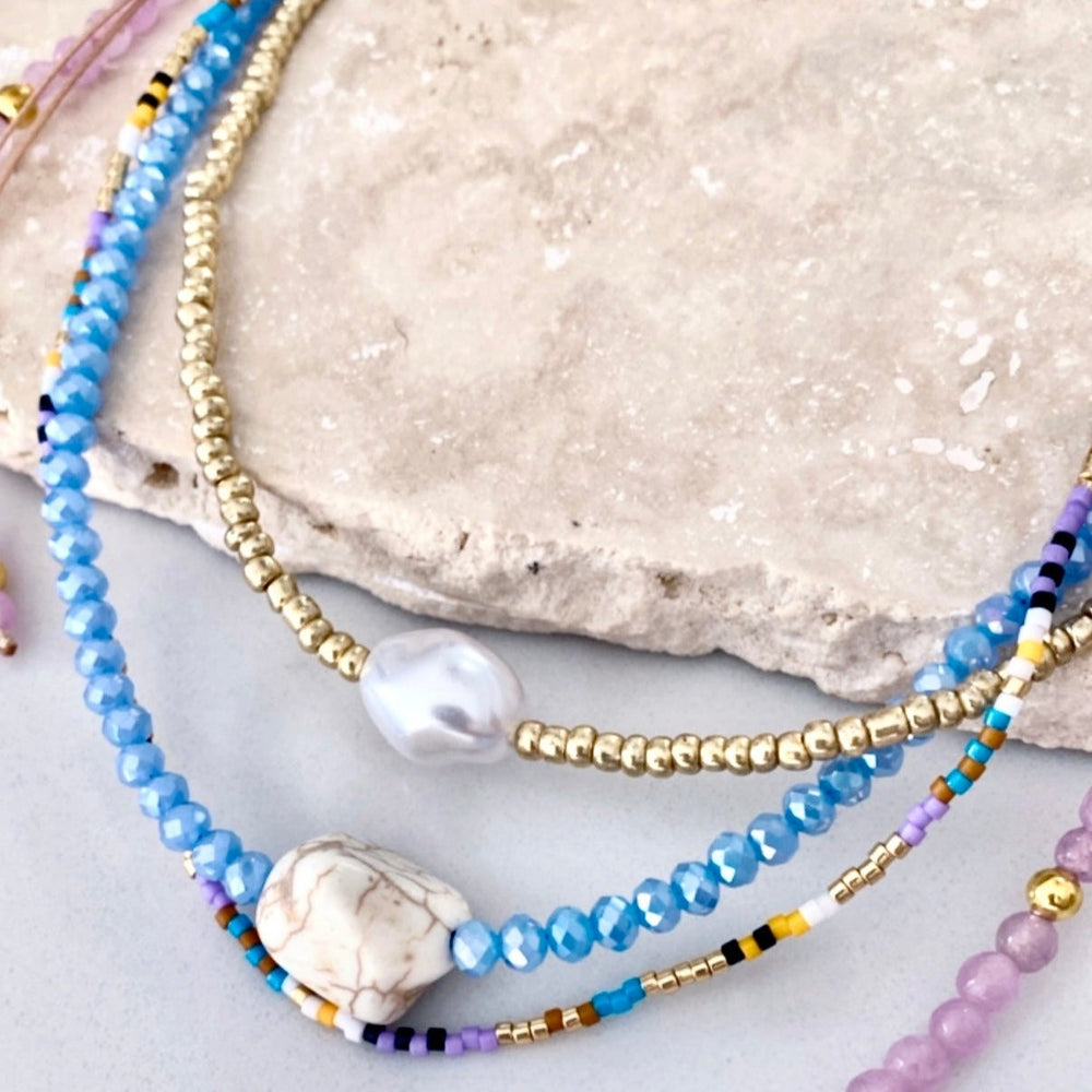 Salty Safari - Necklace - Choker - Bora Bora - Sky Blue