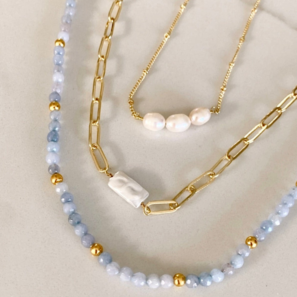 Salty Safari - Necklace - Riviera - Sky Blue & Gold