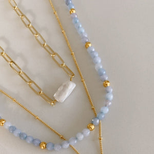 Salty Safari - Necklace - Riviera - Sky Blue & Gold