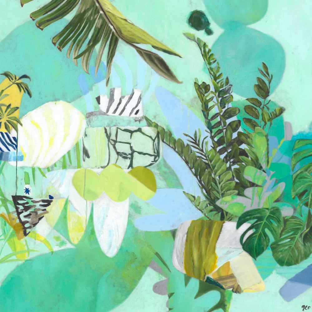 Georgie Wilson - Jade Jungle - Limited Edition Print  - Print on Canvas - Floating Wood Frame