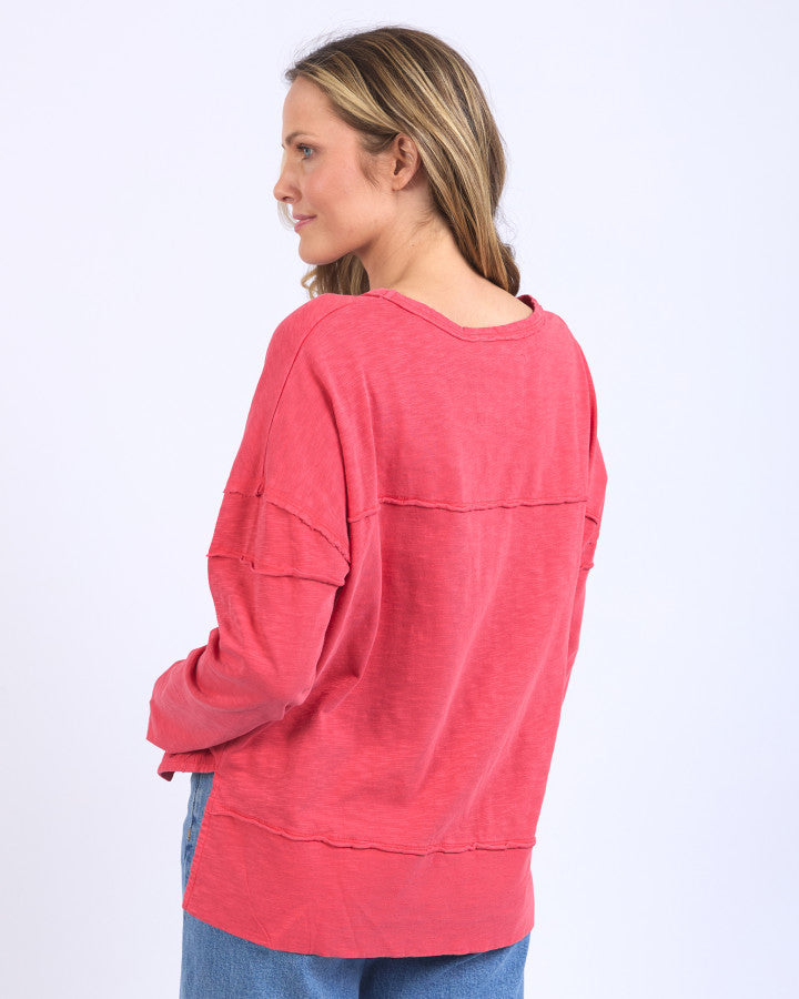 Behind The Trees - Foxwood - &amp; Jayne Throw On Top - Cayenne - cotton top - lightweight cotton long sleeve top - under $70