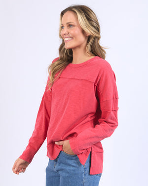 Behind The Trees - Foxwood - &amp; Jayne Throw On Top - Cayenne - cotton top - lightweight cotton long sleeve top - under $70