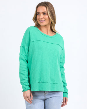 Behind The Trees - Foxwood - &nbsp;Jayne Throw On Top - Ivy Green - casual every day top - 100% cotton long sleeve t shirt - 