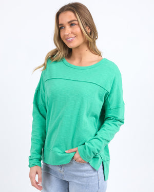 Behind The Trees - Foxwood - &nbsp;Jayne Throw On Top - Ivy Green - casual every day top - 100% cotton long sleeve t shirt - 