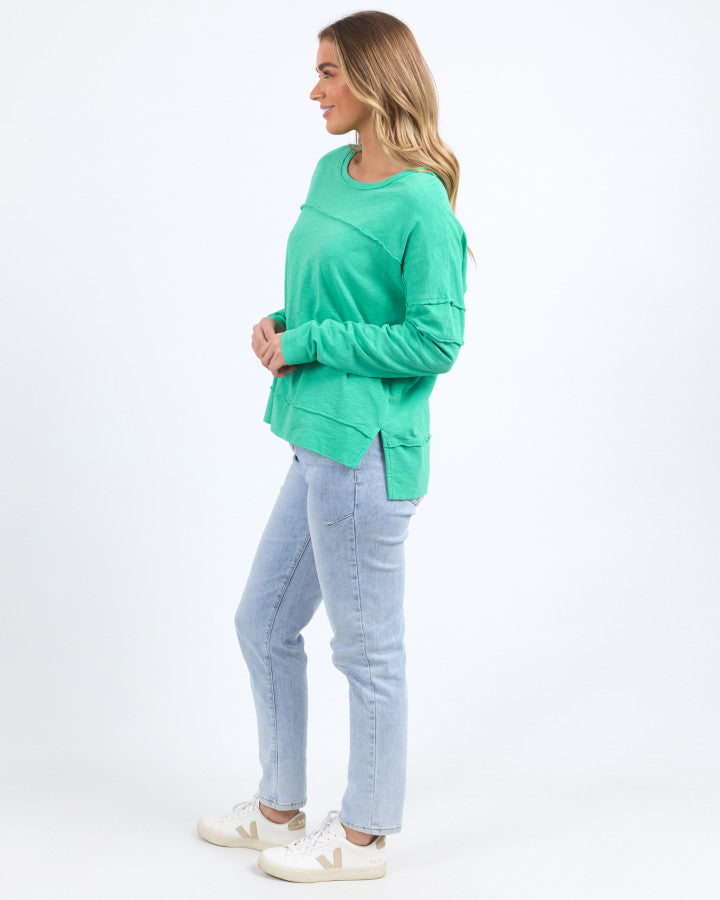 Behind The Trees - Foxwood - &nbsp;Jayne Throw On Top - Ivy Green - casual every day top - 100% cotton long sleeve t shirt - 