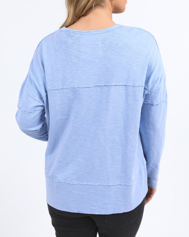 Behind The Trees - Foxwood - & Jayne Throw On Top - Light Blue - cotton top - lightweight cotton long sleeve top - under $70