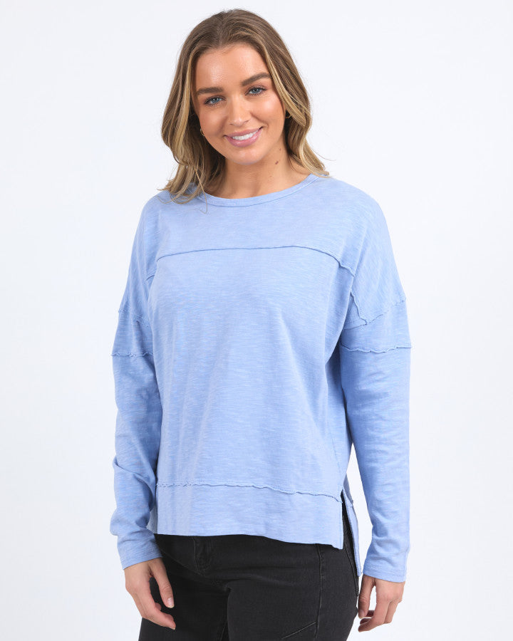 Behind The Trees - Foxwood - & Jayne Throw On Top - Light Blue - cotton top - lightweight cotton long sleeve top - under $70