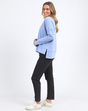 Behind The Trees - Foxwood - & Jayne Throw On Top - Light Blue - cotton top - lightweight cotton long sleeve top - under $70