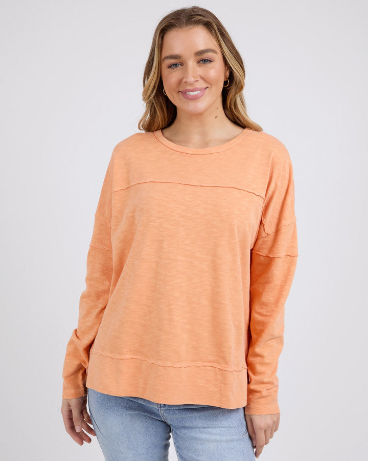 Behind The Trees - Foxwood - Jayne Throw On Top - Tangerine - casual every day top - 100% cotton long sleeve t shirt -