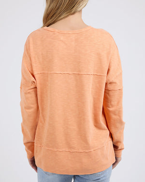 Behind The Trees - Foxwood - Jayne Throw On Top - Tangerine - casual every day top - 100% cotton long sleeve t shirt -