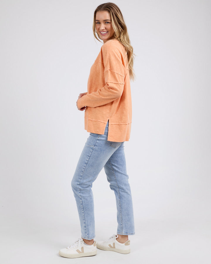 Behind The Trees - Foxwood - Jayne Throw On Top - Tangerine - casual every day top - 100% cotton long sleeve t shirt -