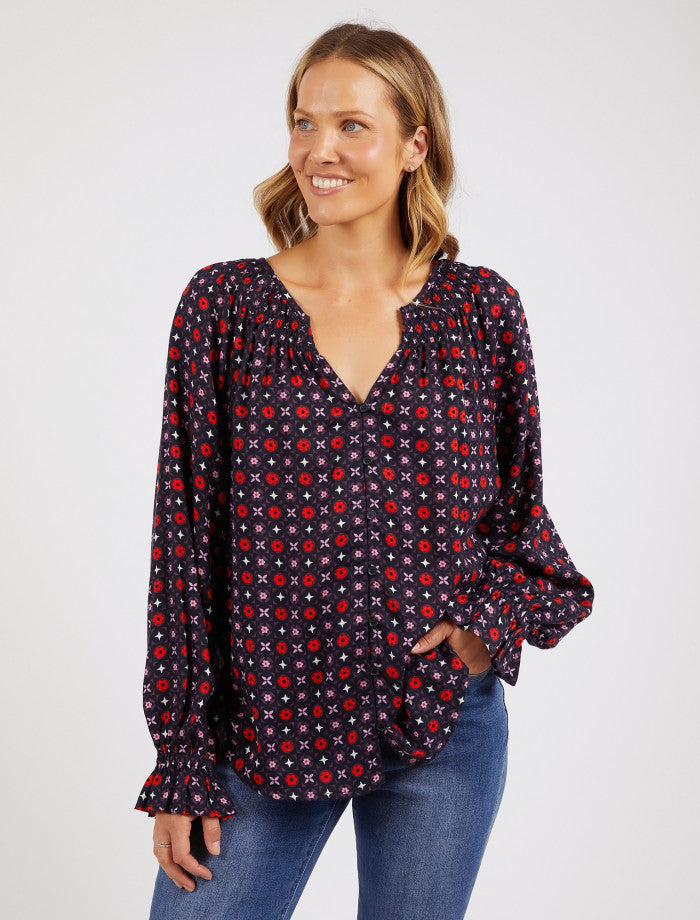 Elm - Jessie Geo Blouse - Geo Floral Print