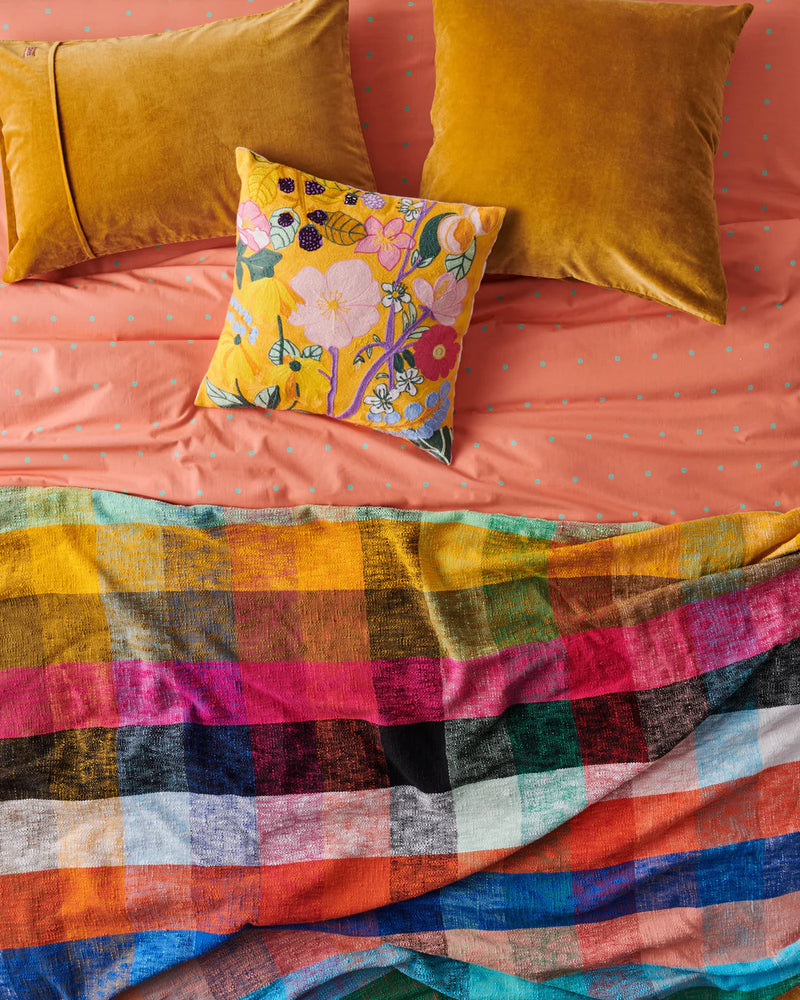 Behind The Trees - Kip &amp; Co - Cushion - Abundance Marigold Embroidery - bright colourful home decor cushion