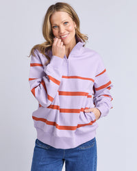 Behind The Trees - Elm - Lane Zip Crew - Lilac/Orange Stripe