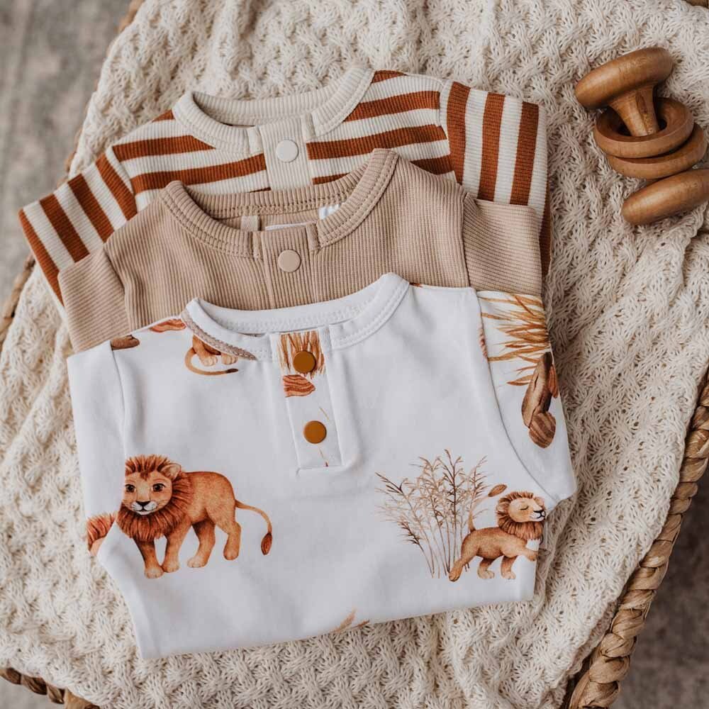 Behind The Trees - Snuggle Hunny - Organic Baby Growsuit - Lion - Baby wondersuit - baby growsuit - baby shower gift under $40