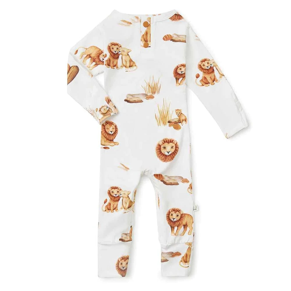 Behind The Trees - Snuggle Hunny - Organic Baby Growsuit - Lion - Baby wondersuit - baby growsuit - baby shower gift under $40