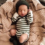 Snuggle Hunny - Organic Long Sleeve Bodysuit - Olive Stripe