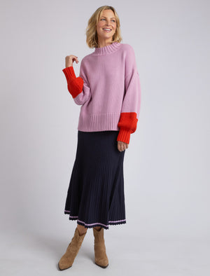 Behind The Trees - Elm - Louie Mock Neck Knit - Peony Pink/Tangello - Mothers Day Knitwear - Stunning knitwear for Mum