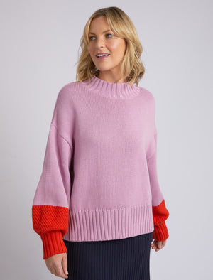 Behind The Trees - Elm - Louie Mock Neck Knit - Peony Pink/Tangello - Mothers Day Knitwear - Stunning knitwear for Mum