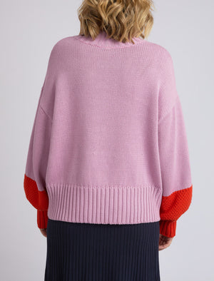 Behind The Trees - Elm - Louie Mock Neck Knit - Peony Pink/Tangello - Mothers Day Knitwear - Stunning knitwear for Mum