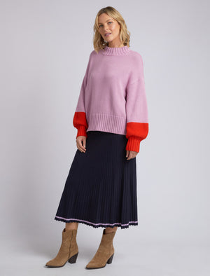 Behind The Trees - Elm - Louie Mock Neck Knit - Peony Pink/Tangello - Mothers Day Knitwear - Stunning knitwear for Mum