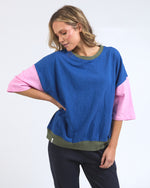 Elm - Mazie Colour Block Sweat - China Blue/Pretty Pink/Clover