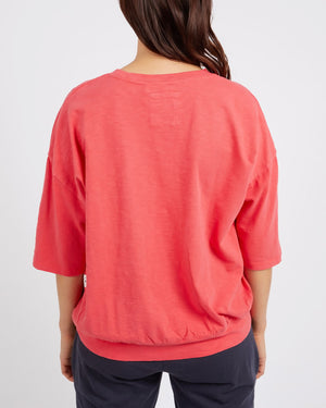 Behind The Trees - Elm - Mazie Sweat - Coral Spritz - 3/4 sleeve cotton slub top - relaxed cotton top