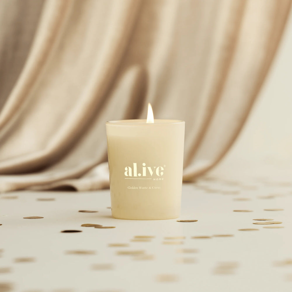 al.ive - mini soy candle bauble - golden wattle & citrus