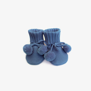 Behind The Trees - The Rest - Organic Cotton Knit Booties - Moody Blue - newborn baby present - newborn baby gifting - organic baby booties under $30