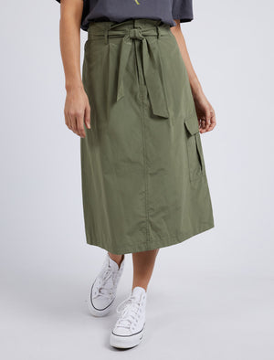 Behind The Trees - Elm - Moss Cargo Skirt - Clover - midi length cargo skirt - transeasonal skirt - a-line skirt