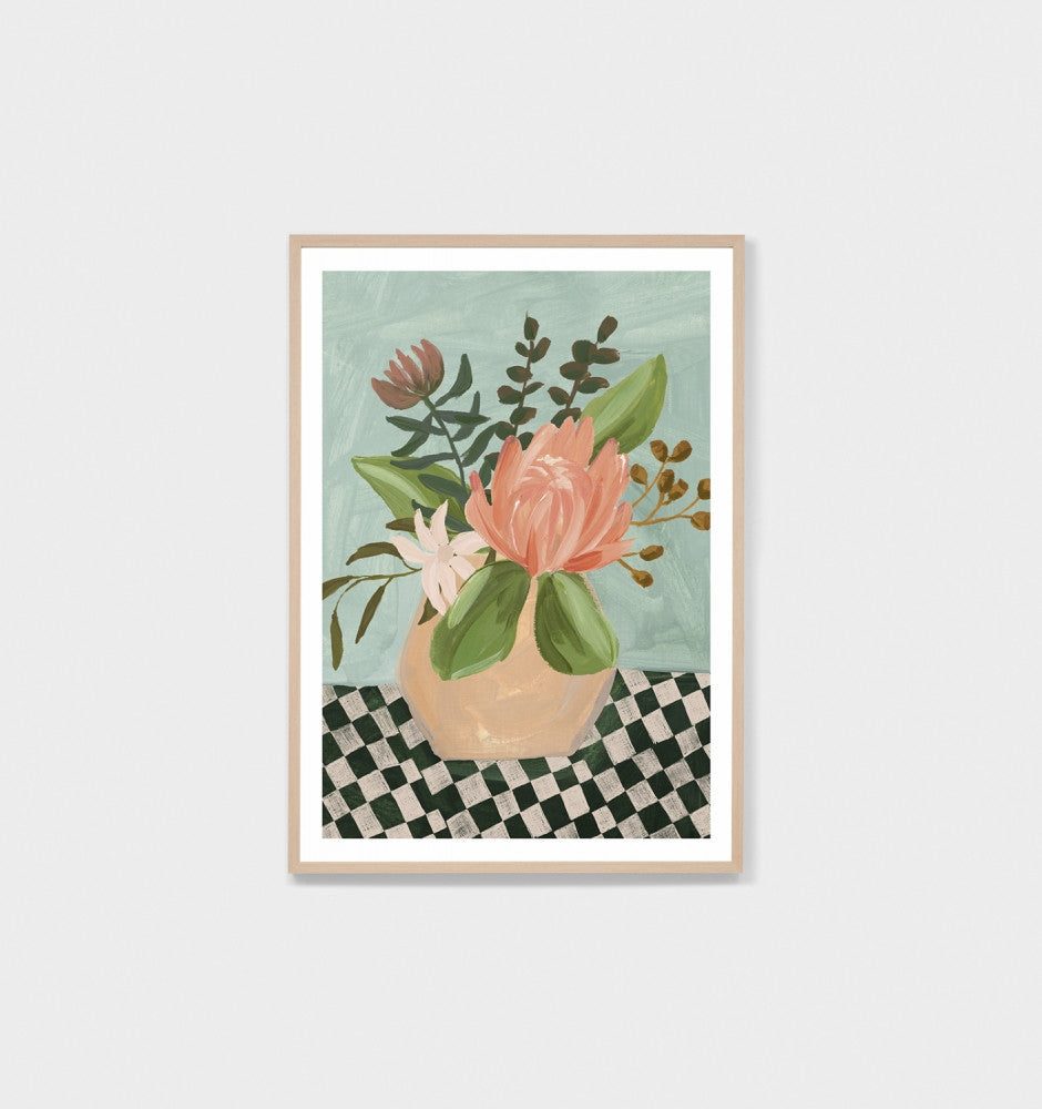 Behind The Trees - Warranbrooke - Native Vase Sage Print Size : 33 x 45 cm - well priced art work for the home - office art work - art work for the work place - cheap artwork - beautiful art work&nbsp;