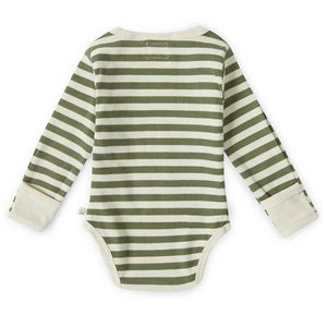 Snuggle Hunny - Organic Long Sleeve Bodysuit - Olive Stripe