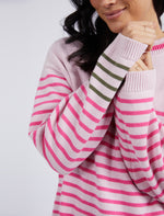 Behind The Trees -Elm - Penny Stripe Knit - Clover/Shocking Pink Stripe - knitwear for mothers day - winter knitwear - knitted jumper