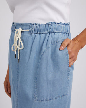 Behind The Trees - Elm - Penny Utility Skirt - Mid Blue - summer skirt under $100 - chambray denim skirt - soft denim skirt - fun summer skirt - christmas day skirt