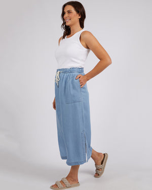 Behind The Trees - Elm - Penny Utility Skirt - Mid Blue - summer skirt under $100 - chambray denim skirt - soft denim skirt - fun summer skirt - christmas day skirt