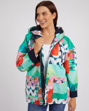 Behind The Trees - Elm - Private Universe Raincoat - All Over Green Print - colourful fun raincoat - art design raincoat - raincoat under $150