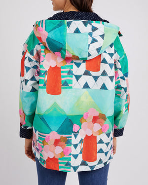 Behind The Trees - Elm - Private Universe Raincoat - All Over Green Print - colourful fun raincoat - art design raincoat - raincoat under $150