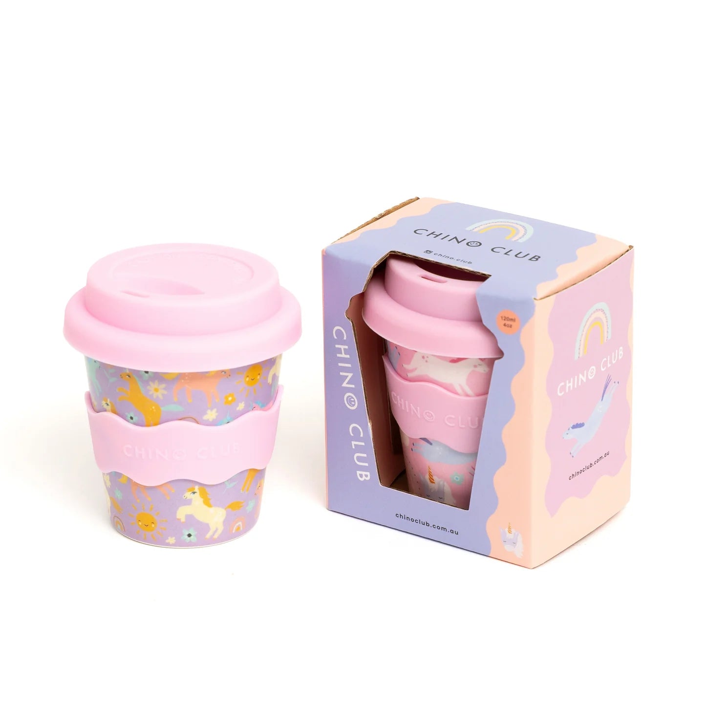 Behind The Trees - Chino Club - Babychino Cup - 4oz - Purple Unicorn - baby chino cup - takeaway baby chino up - toddler take away coffee cup