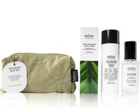 Behind The Trees - Salus skincare products including a pouch, box, and bottles on a white background - Salus - Set - Replenish Skin Set