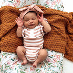 Snuggle Hunny - Short Sleeve Organic Bodysuit - Rose Milk Stripe