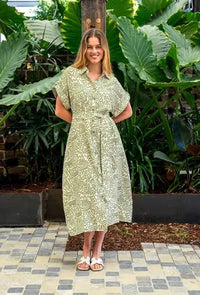 Boho Australia - Elinora Dress - Cream/Green