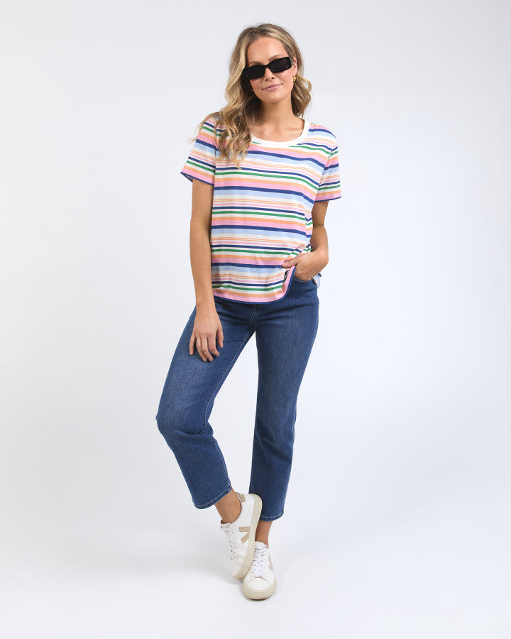 Behind The Trees - Elm - Sorbet Tee - Multicolour Stripe - colourful cotton t shirt for summer - summer tee under $60 - 