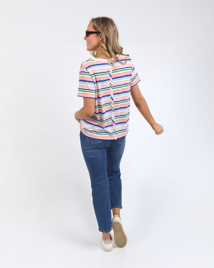 Behind The Trees - Elm - Sorbet Tee - Multicolour Stripe - colourful cotton t shirt for summer - summer tee under $60 - 